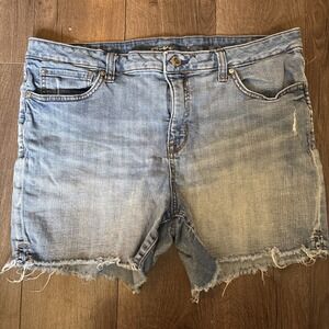Seventy Seven Women's Denim Jean Shorts Size 16 Cutoff High Rise Medium Wash‎ 4"